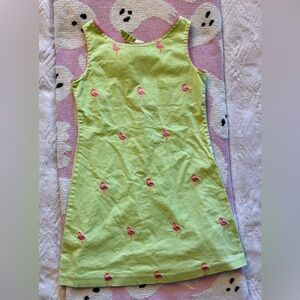 Rare Editions - Lime Dress with Flamingo Detail